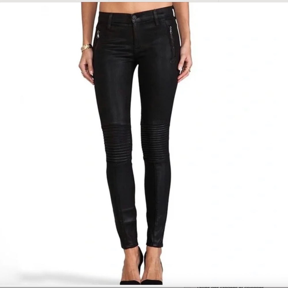 Hudson Stark Moto Skinny in Jet Black Coated - 25